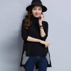Mock Two-piece Mock-neck Long-sleeve Knit Top