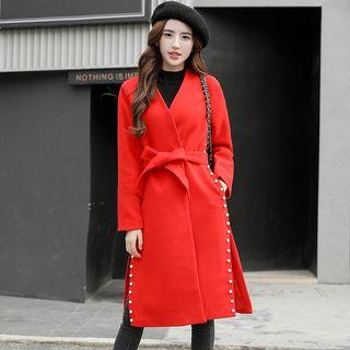 Beaded Tie-waist Long Coat
