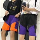 Couple-matching Color Block Cargo Shorts