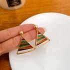Sterling Silver Triangle Ear Stud 1 Pair - Gold - One Size