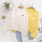 Fruit Embroidered Long-sleeve Knit Top (various Design)