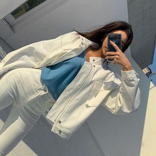Mock-neck Pocket-detail Jacket