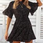 Short-sleeve Front-tie Mini Dress