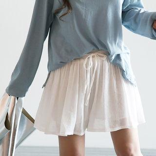 Drawstring-waist Textured Shorts