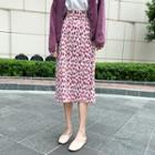 Leopard-print Knit A-line Skirt