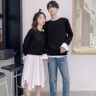 Couple-matching Mock Two Piece Sweatshirt / Dress