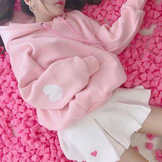 Sweetheart Applique Fleece-lined Hooded Pullover