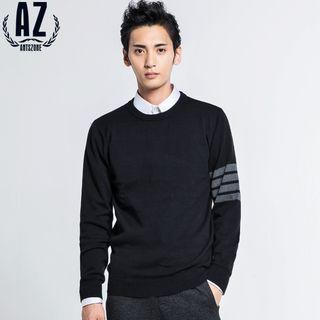 Long-sleeve Contrast-stripe Knit Top