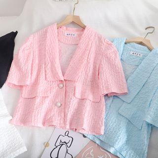 Beaded Short-sleeve Cropped Top