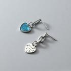 Heart Asymmetrical Sterling Silver Dangle Earring 1 Pair - Silver - One Size