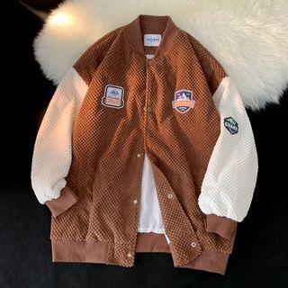 Waffle Patched Baseball Jacket