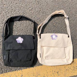 Floral Embroidered Canvas Crossbody Bag