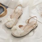 Bow Accent Faux Pearl Sandals