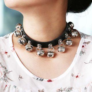 Bell Fringed Faux Leather Choker