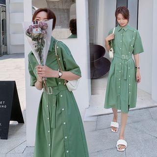 Double Breasted Irregular Midi Shirtdress