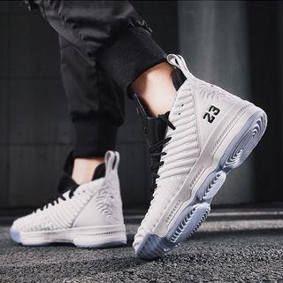 Numbering Knit Platform Sneakers