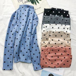 Mock-neck Dotted T-shirt