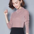 Mock Neck Velvet Long Sleeve T-shirt