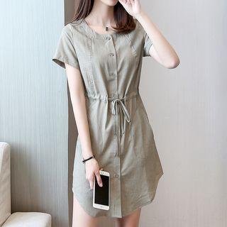 Button Down Short-sleeve A-line Dress