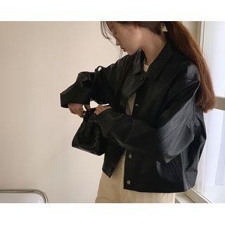 Buttoned Faux-leather Jacket One Size