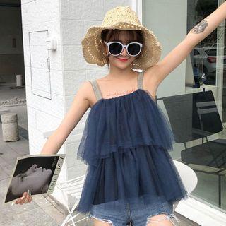 Wide-strap Layered Mesh Top