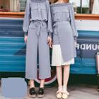 Smocked Chiffon Blouse / Asymmetrical A-line Skirt / Crop Wide Leg Pants