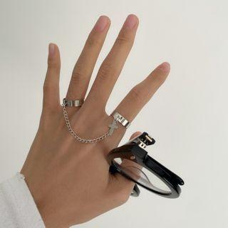 Cross Alloy Open Rings Sliver - One Size