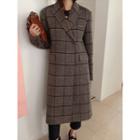 Single-breasted Checked Wool Blend Coat One Size