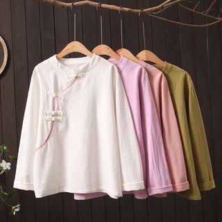 Long-sleeve Frog Buttoned Blouse