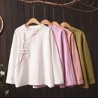Long-sleeve Frog Buttoned Blouse