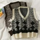 Printed Crop Knit Vest