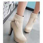 Bow Accent High Heel Ankle Boots