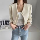 Single-button Layered Tweed Jacket