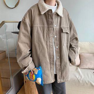 Long-sleeve Plain Fleece Coat