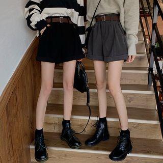 Corduroy A-line Shorts With Belt