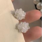 Flower Plastic Earring 1 Pair - Silver & White - One Size