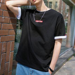 Roll-up Sleeve Back Printed T-shirt