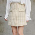 Plaid Double-breasted A-line Mini Skirt