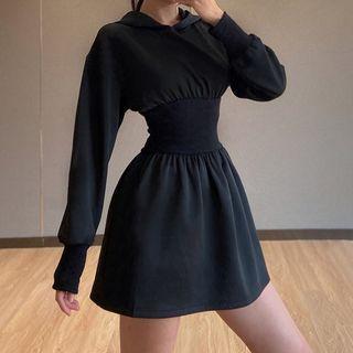 Long-sleeve Corset Waist A-line Dress