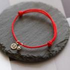 Chinese Characters Sterling Silver Pendant Red String Bracelet