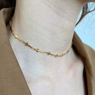 Cross Stainless Steel Necklace E267 - Gold - One Size