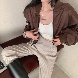 Zip-up Jacket / High-waist Straight-leg Pants