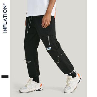 Drawstring-hem Zipper Jogger Pants