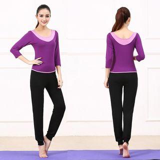 Set: 3/4-sleeve Sports Top + Jogger Pants