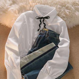 Bow Shirt / Straight Leg Jeans