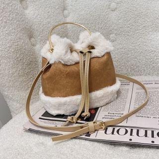Fluffy Trim Bucket Bag White - One Size