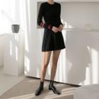 Piped Ribbed Knit Minidress Black - One Size