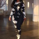 Long-sleeve Tie-dye Fitted Jumpsuit