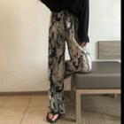 Tie-dyed Wide-leg Pants Black & White - One Size