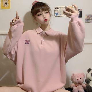 Koala Embroidered Polo-neck Pullover